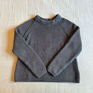 Quince Woman’s Fisherman Crew Gray Charcoal Sweater Size Medium